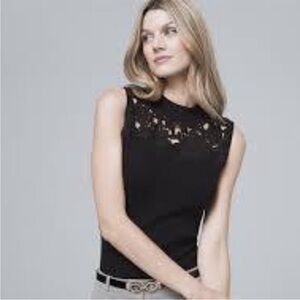 White House Black Market Elegant Black Lace Women's Top